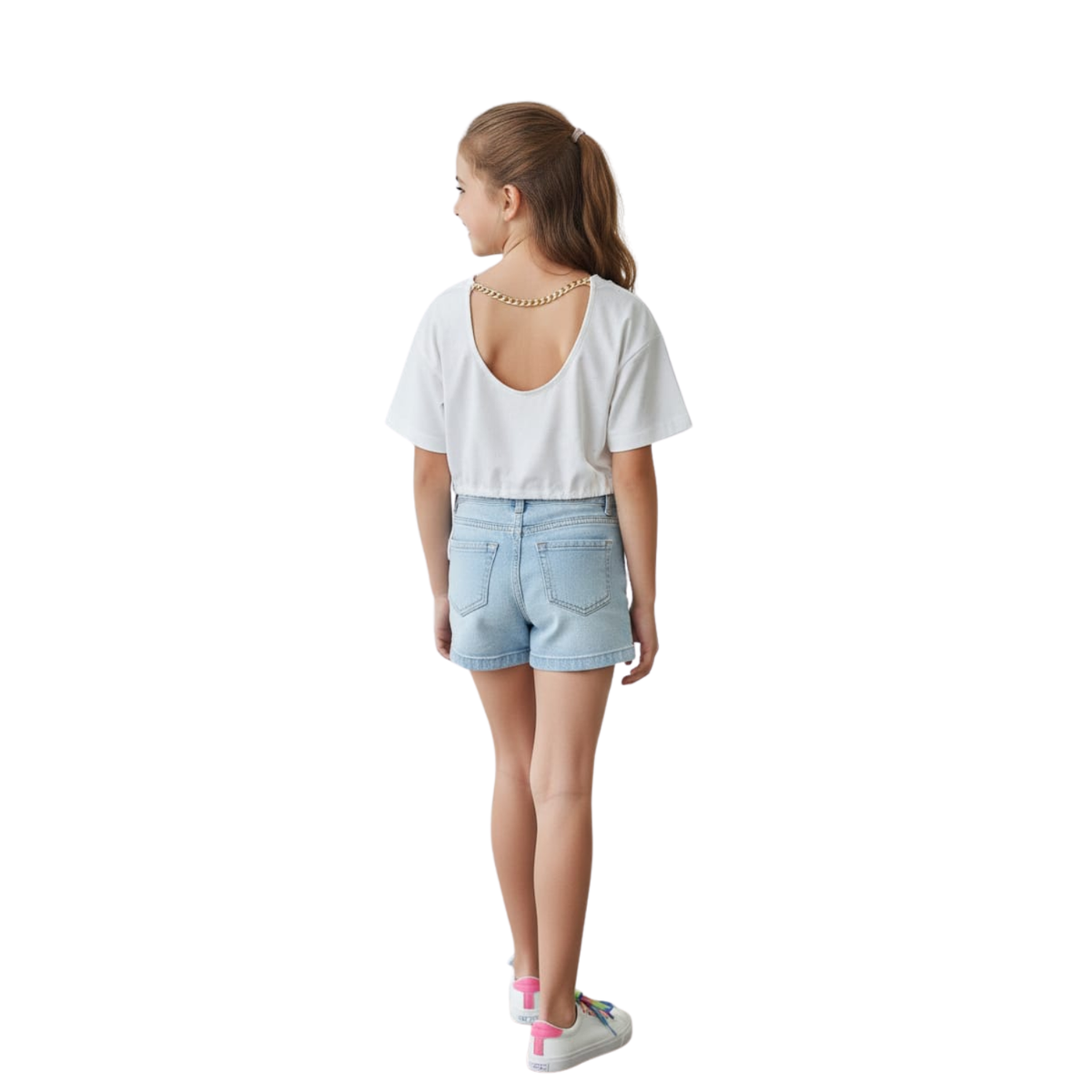 Crop Top Huntrix Gold 4 Blanco La Pascalle