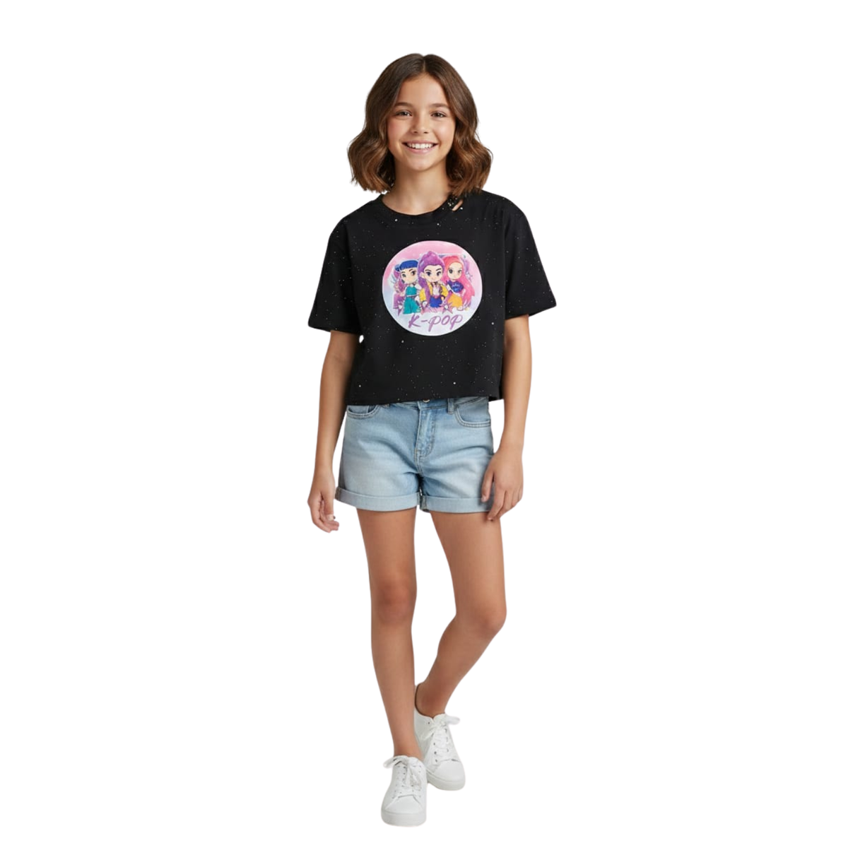 Crop Top Huntrix Gold 6 Negro La Pascalle