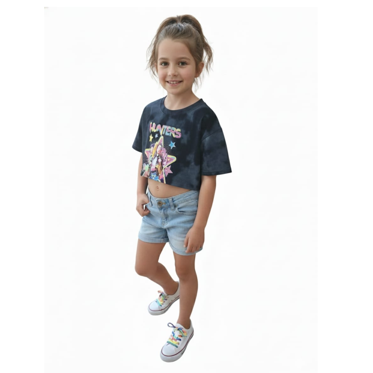 Crop Top Huntrix Washed 10 Negro La Pascalle