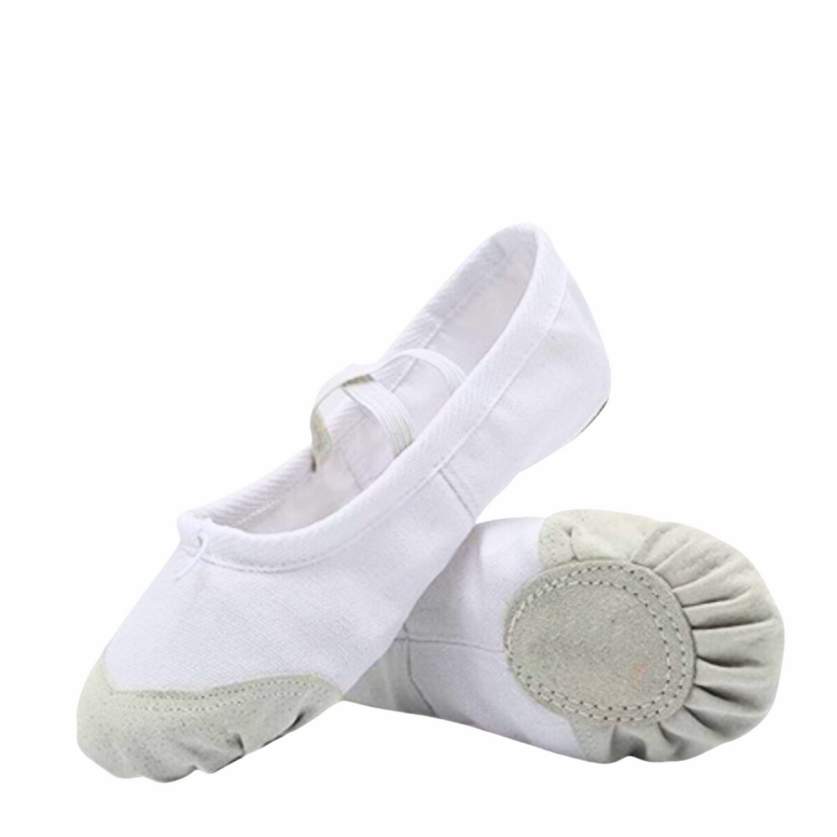 Zapatilla ensayo ballet blanca de lona y cuero Pascalle