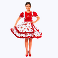 Vestido Huasa Chinita Floreado Rojo/Blanco