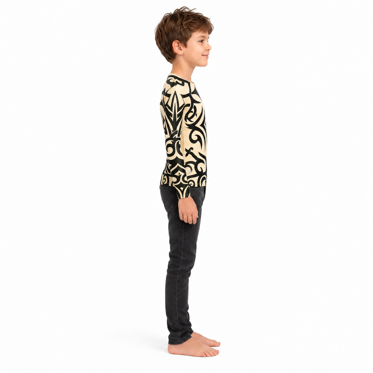 Polera Infantil Diseño Tatuaje Tribal Manga Larga