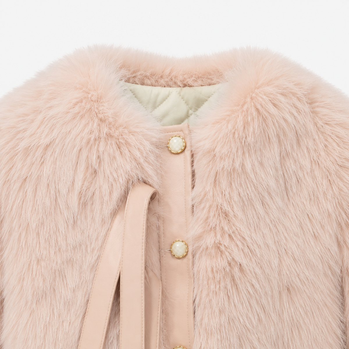 Abrigo Corto de Faux Fur con Forro Acolchado