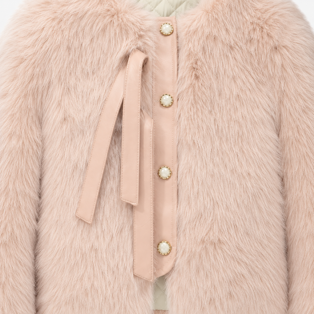 Abrigo Corto de Faux Fur con Forro Acolchado