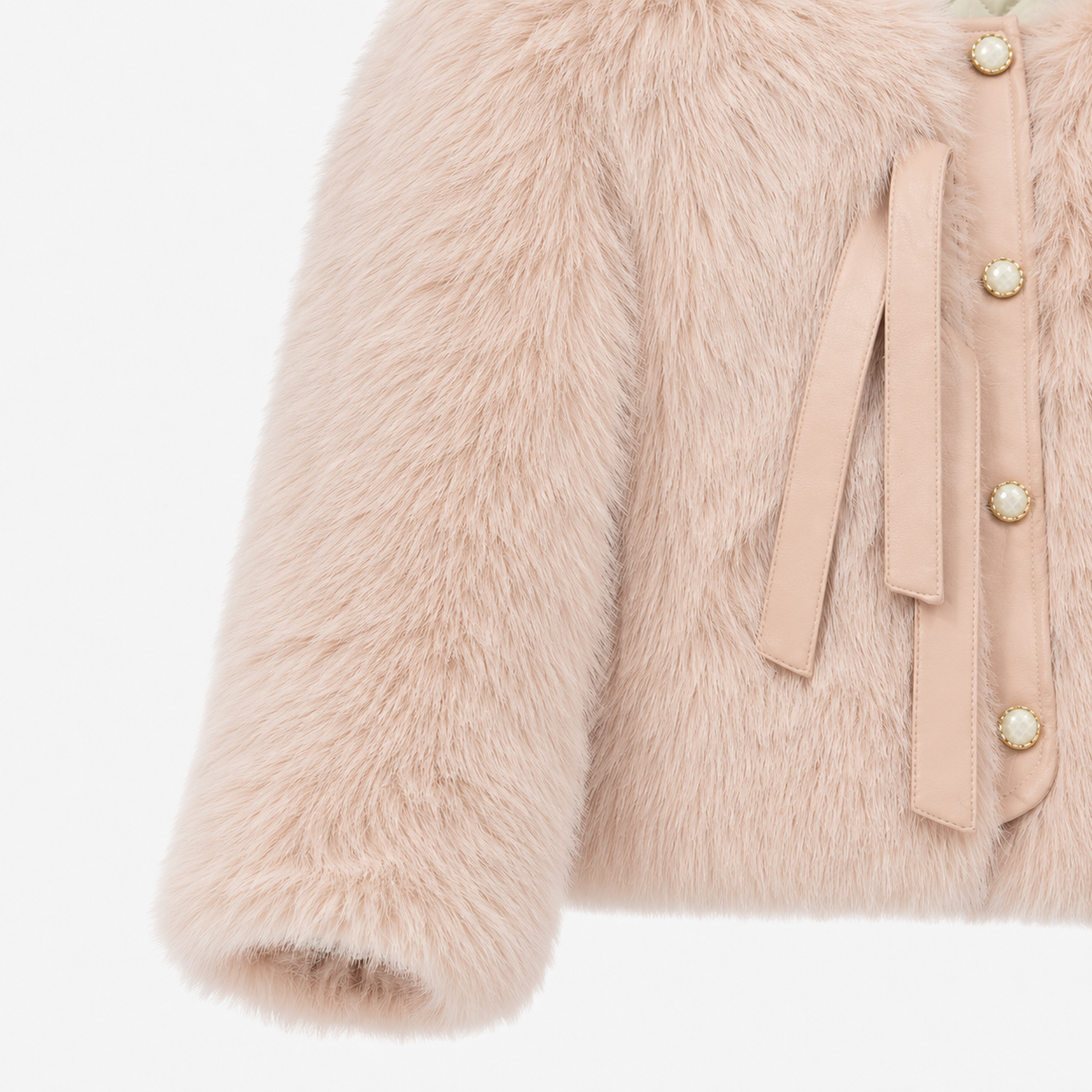 Abrigo Corto de Faux Fur con Forro Acolchado