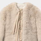 Abrigo Corto de Faux Fur con Forro Acolchado