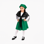 Típico Chilote Niña Falda Puntilla y Pañuelo