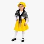 Típico Chilote Niña Falda Puntilla y Pañuelo