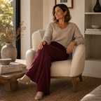 Pantalón Wide Leg Rib Premium Mujer - crudo - Pascalle