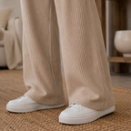 Pantalón Wide Leg Rib Premium Mujer - crema - Pascalle
