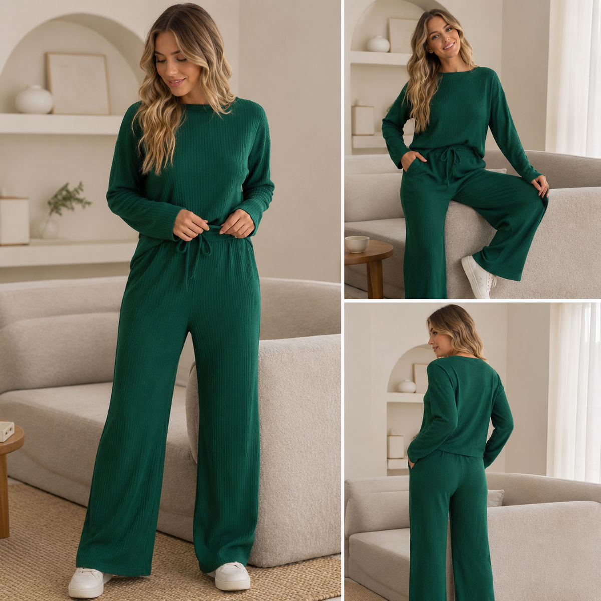 Conjunto Unicolor Lounge Mujer - crudo - Pascalle