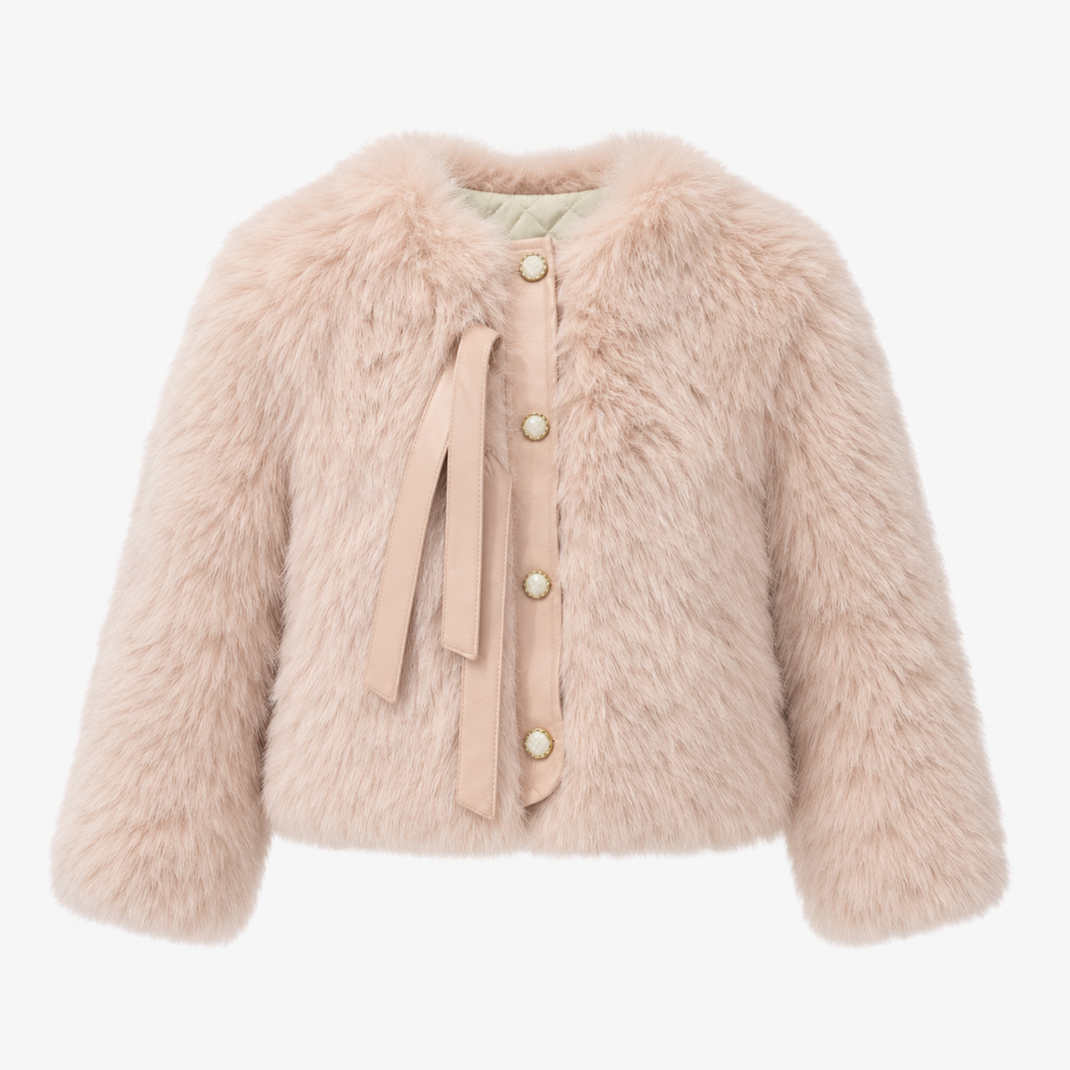 Abrigo Corto de Faux Fur con Forro Acolchado