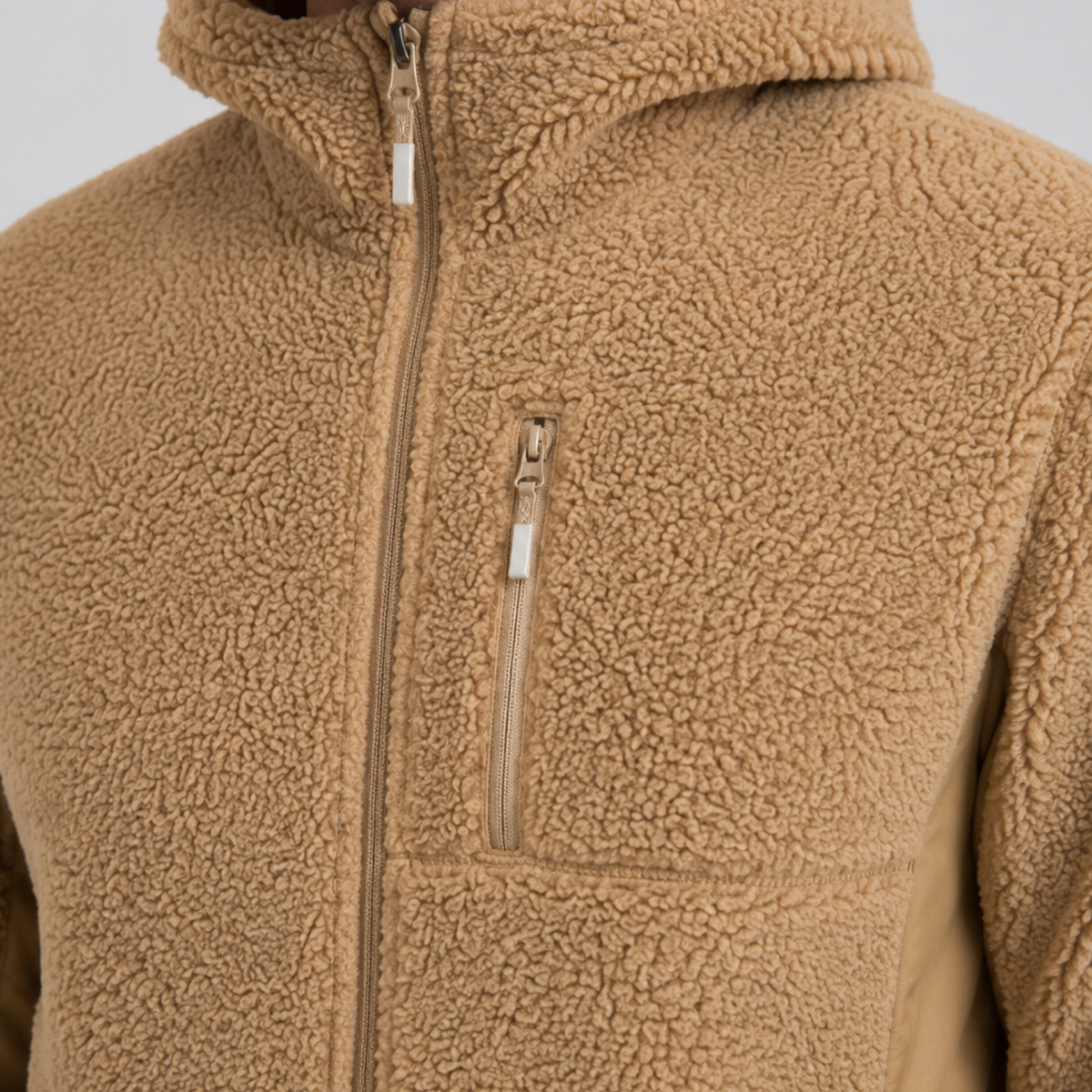 Chaqueta Polar Sherpa Hombre con Capucha - Beige - L | Pascalle