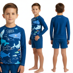 Traje de Baño Niño 2 Piezas Shark Manga Larga – Protección UV