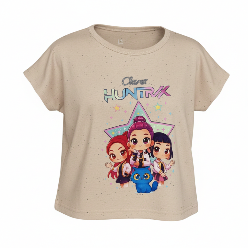 Polera Infantil Huntrix Star Manga Volante 10 Lila La Pascalle