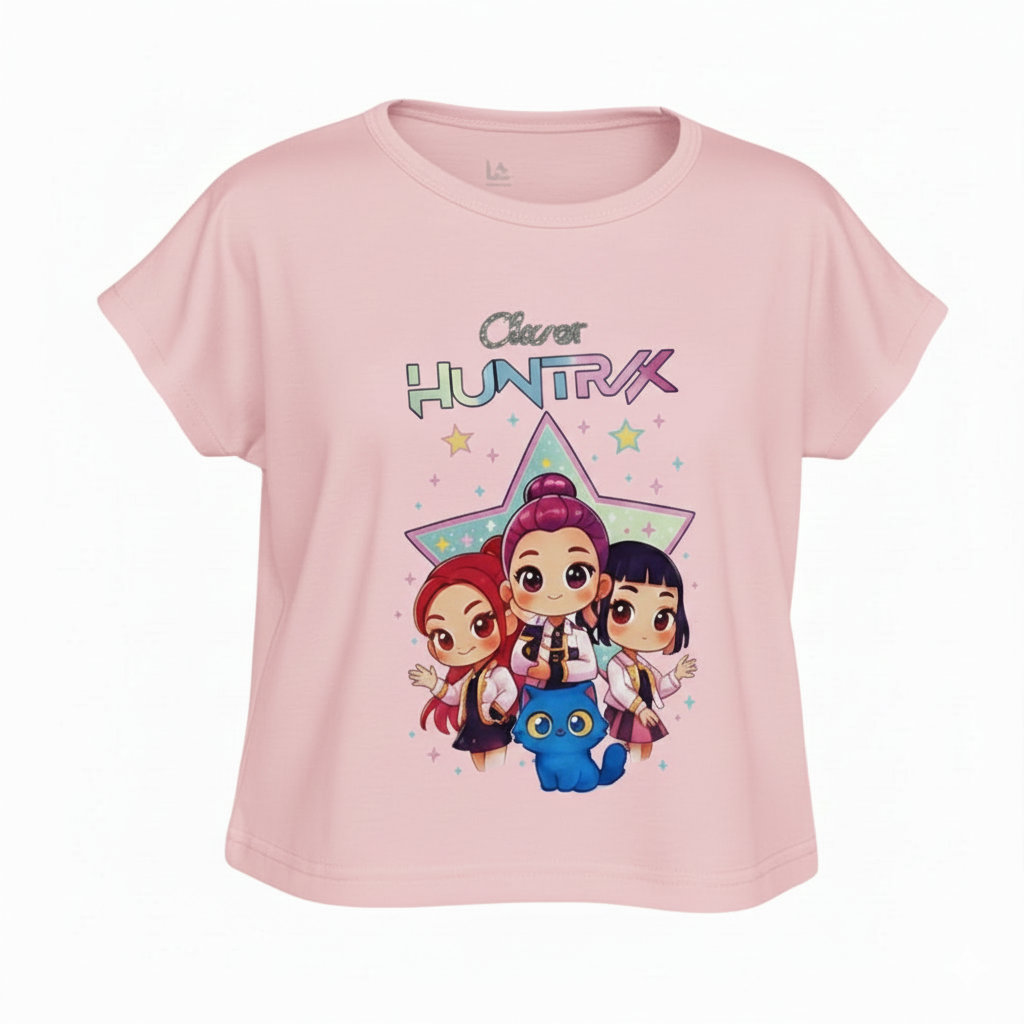 Polera Infantil Huntrix Star Manga Volante 10 Beigue La Pascalle