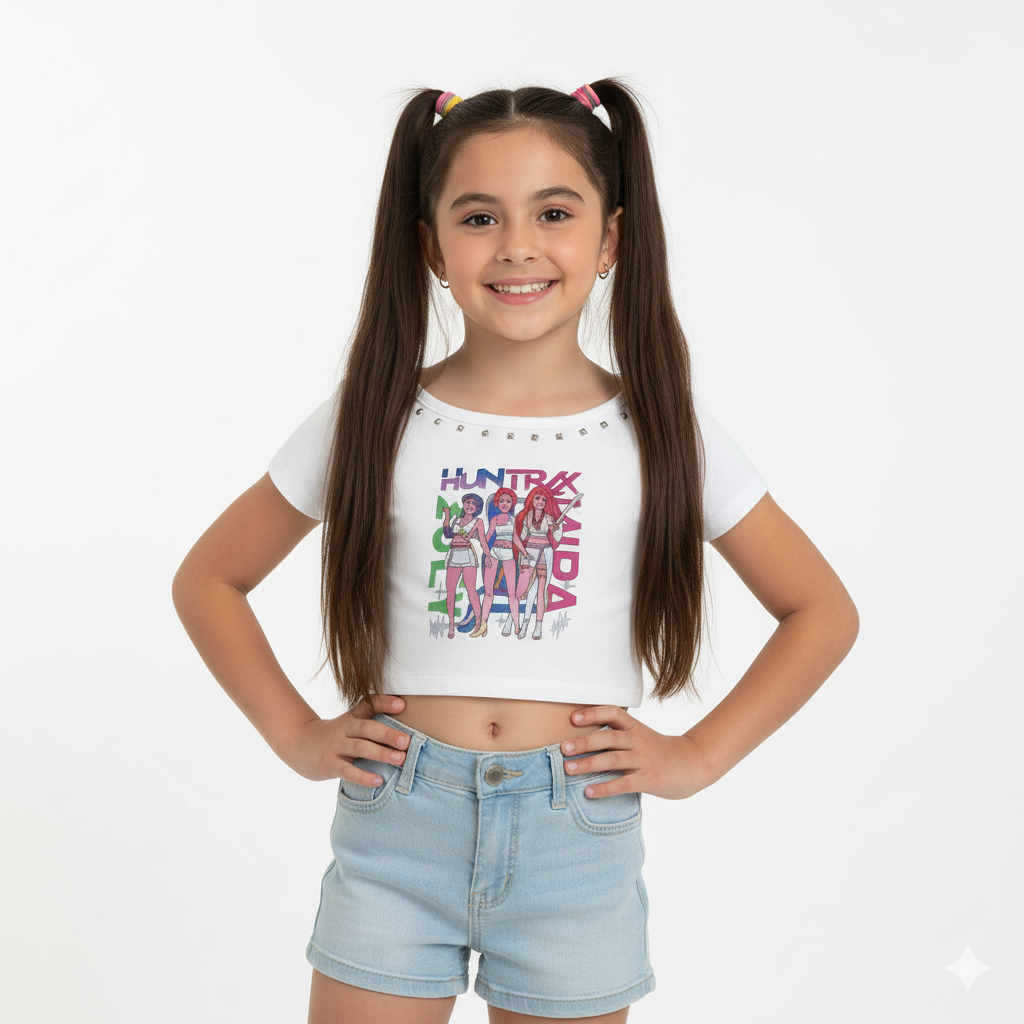 Top Corto K-Pop Huntrix Shine Brilliant Blanco 4 La Pascalle
