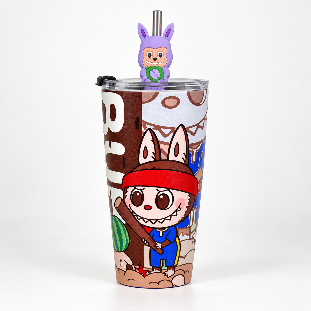 Vaso Térmico Metálico Labubu con Bombilla + Toalla de Playa de Regalo