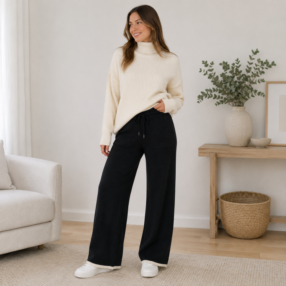 Pantalón Palazzo Lanilla Soft Mujer - cafe - Pascalle