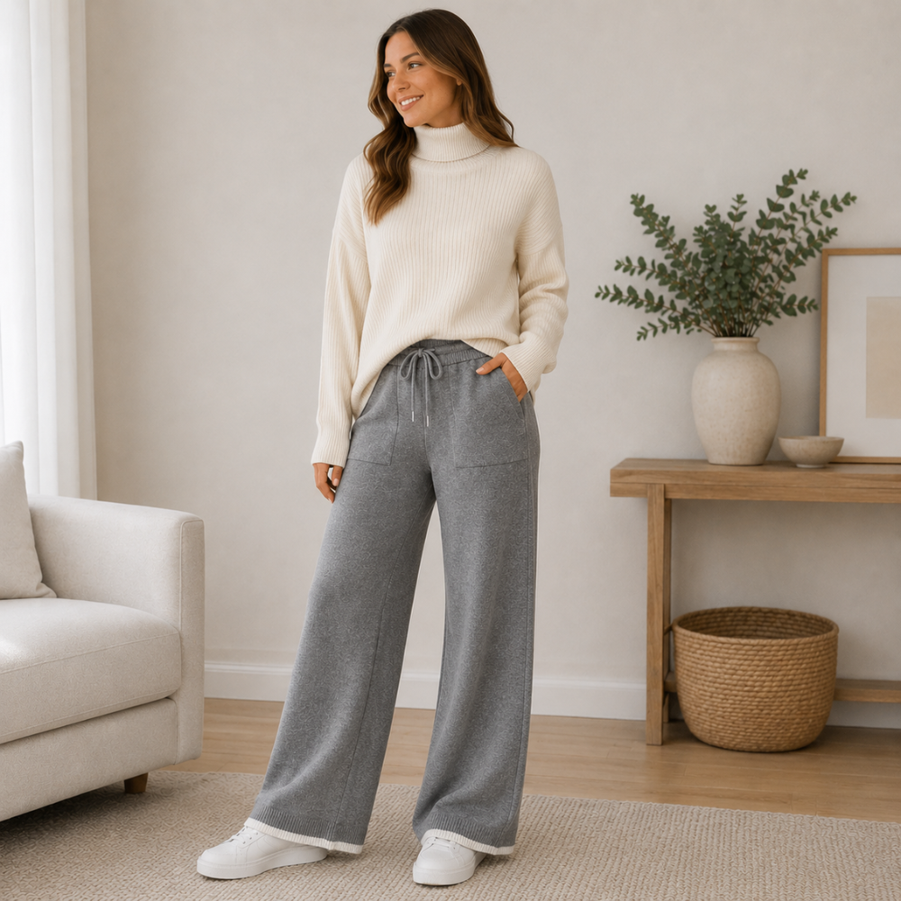 Pantalón Palazzo Lanilla Soft Mujer - burdeo - Pascalle