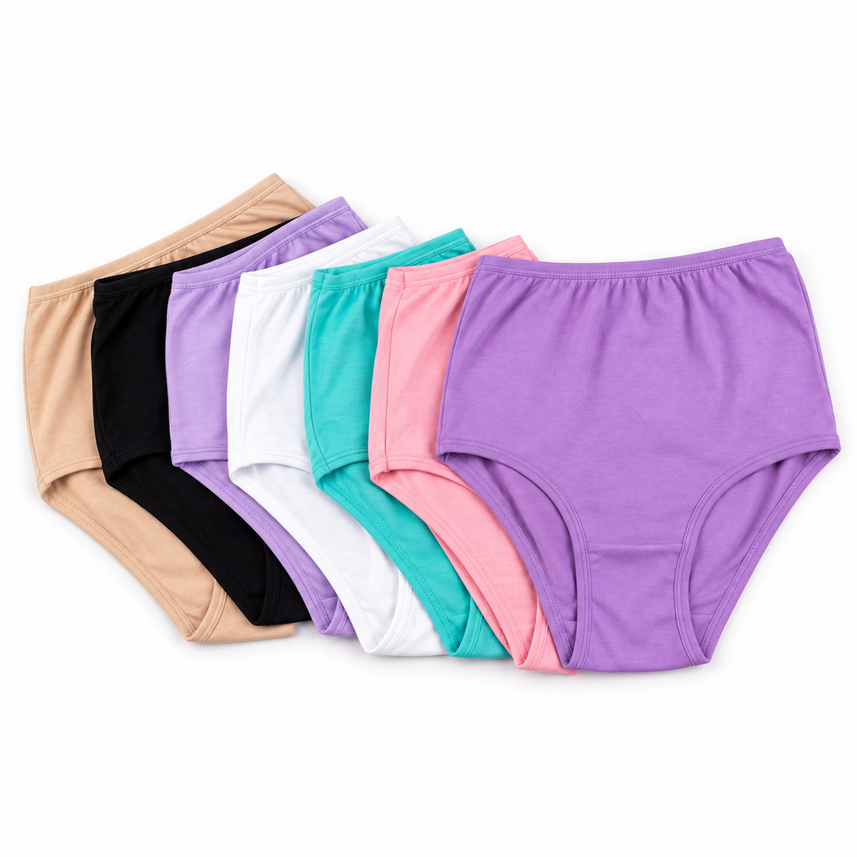 Calzón de algodón para mujer tiro alto color lila con pack de 6 colores surtidos