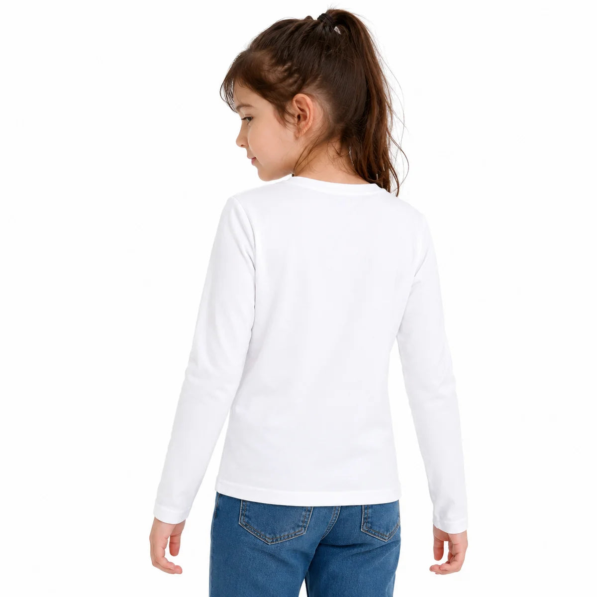Camiseta manga larga infantil Pascalle blanca vista posterior