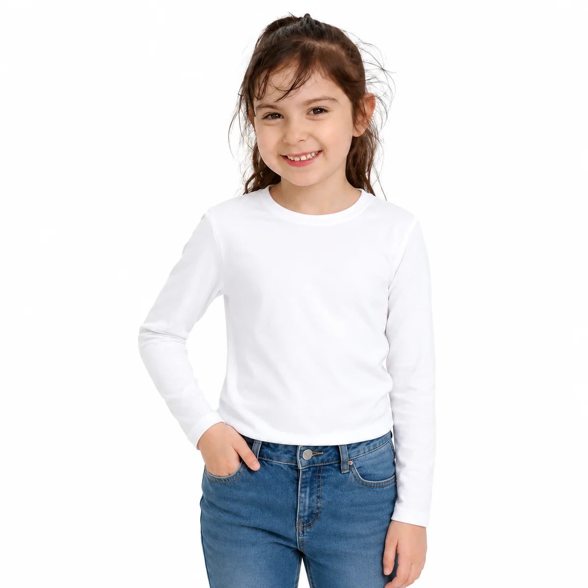 Camiseta manga larga infantil Pascalle blanca vista frontal
