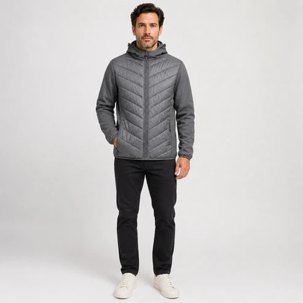 Chaqueta Híbrida Outdoor Hombre con Capucha - Gris - M | Pascalle