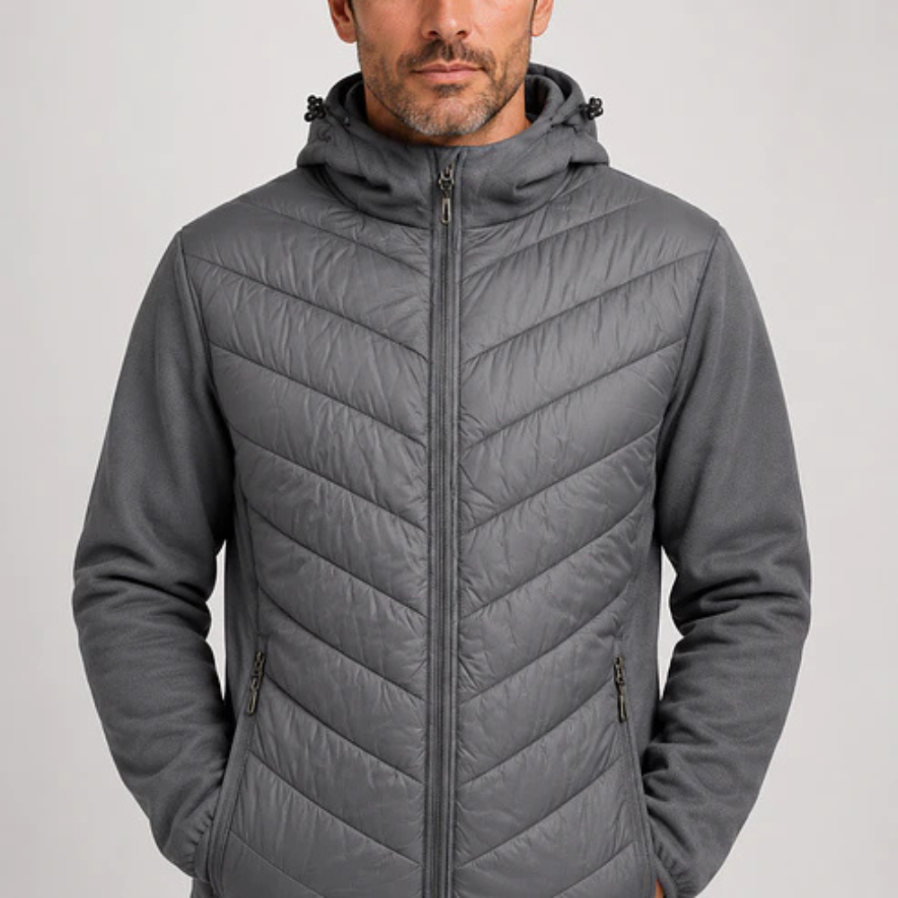 Chaqueta Híbrida Outdoor Hombre con Capucha - Gris - XXL | Pascalle