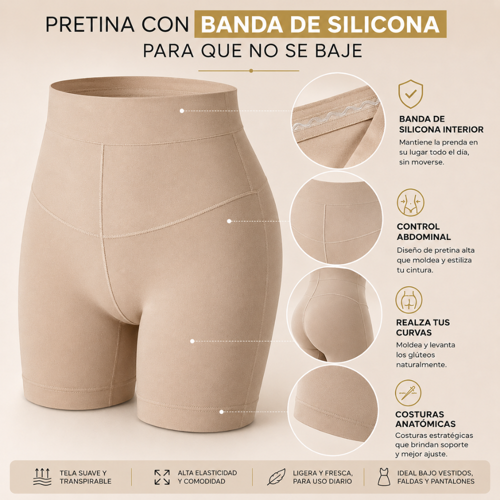 faja con costuras con banda de silicona 