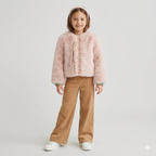 Abrigo Corto de Faux Fur con Forro Acolchado