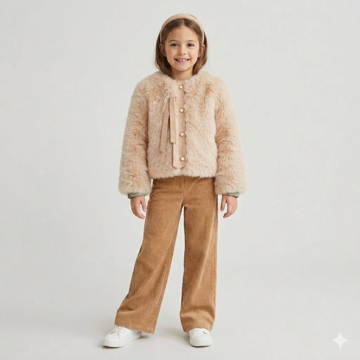 Abrigo Corto de Faux Fur con Forro Acolchado