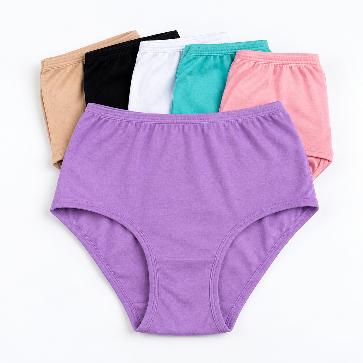 Pack 6 calzones de algodón para mujer tiro alto en colores surtidos La Pascalle