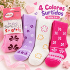 Pack de 4 pantys infantiles PESAIL en tonos rosados y lilas surtidos