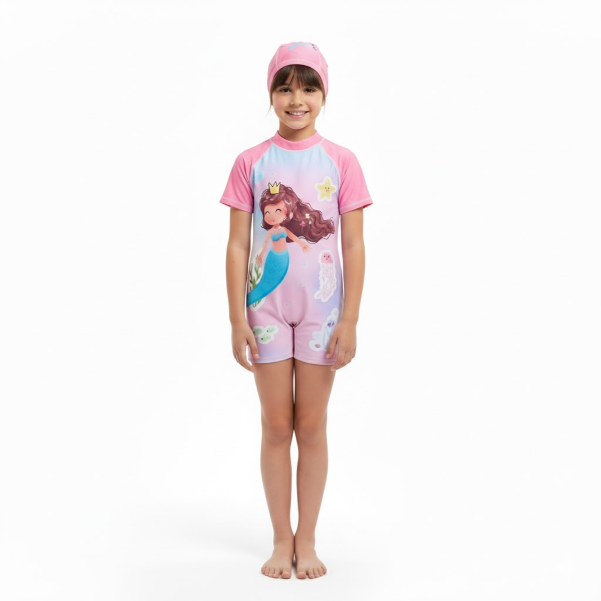 Traje de Baño Enterito Niña Sirenita Corona