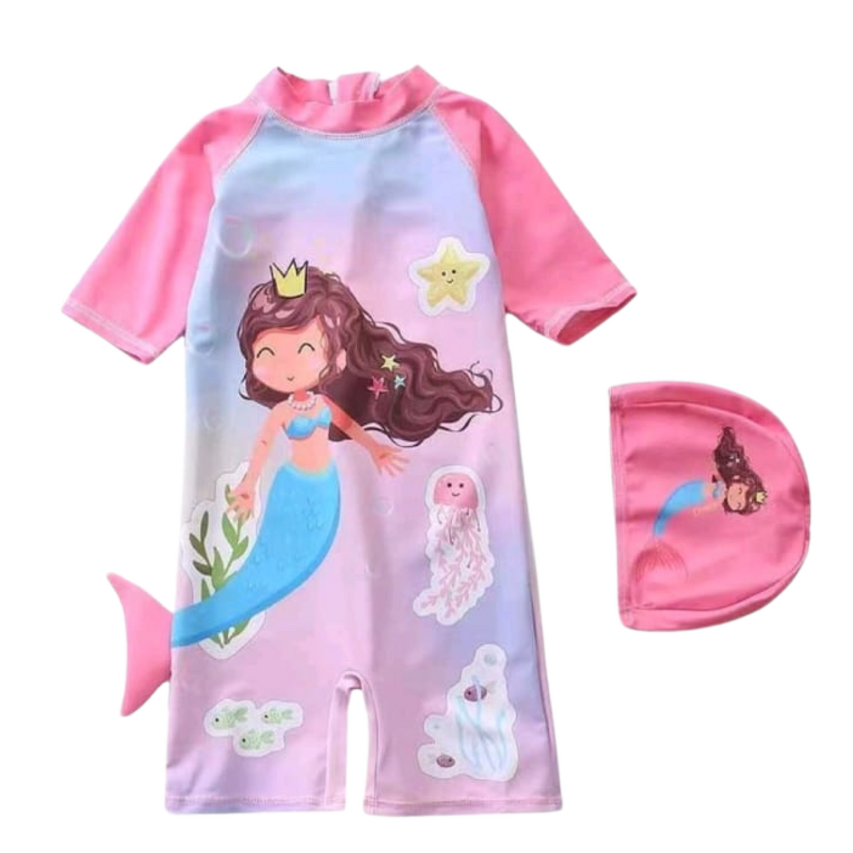 Traje de Baño Enterito Niña Sirenita Corona