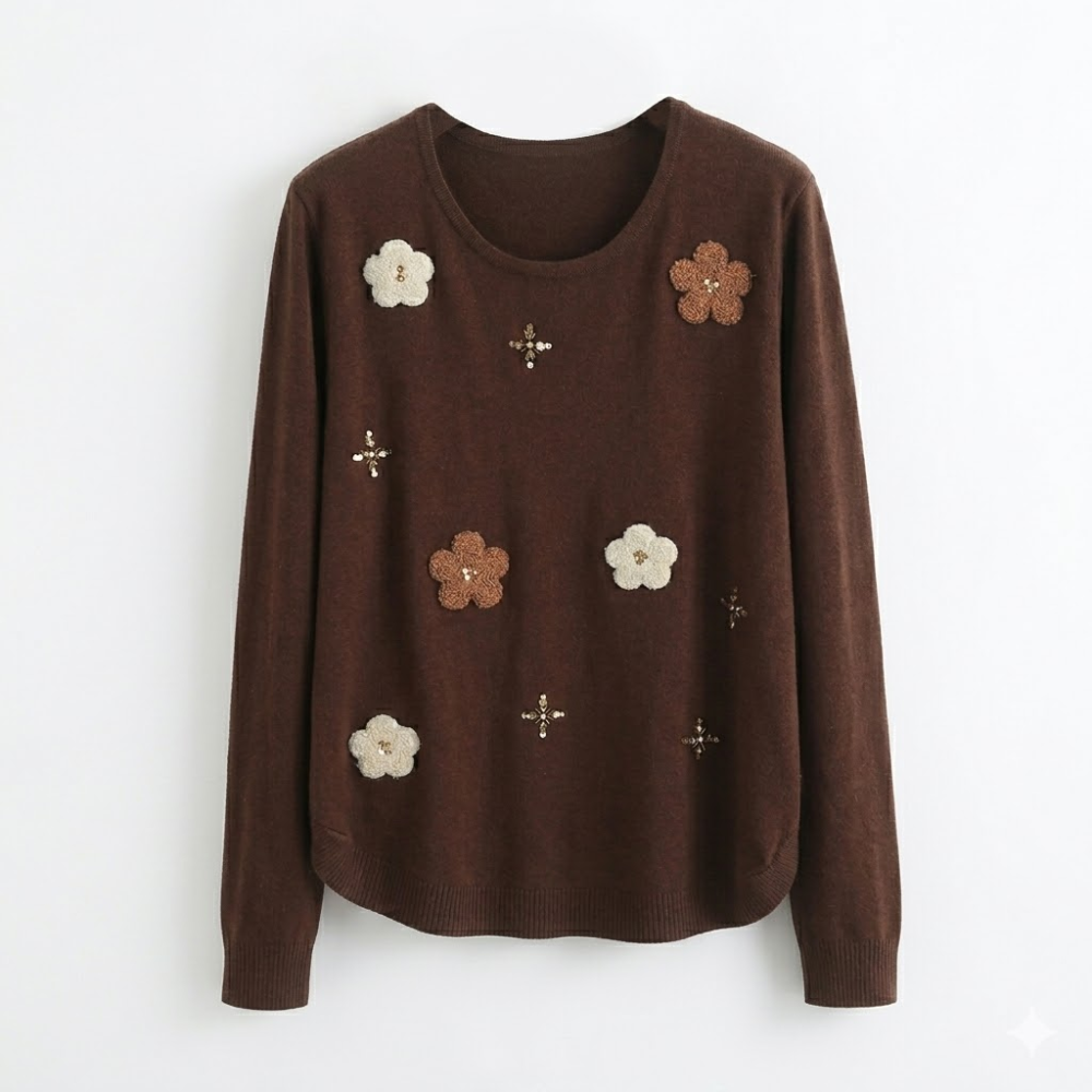 Sweater Bordado Flores Mujer
